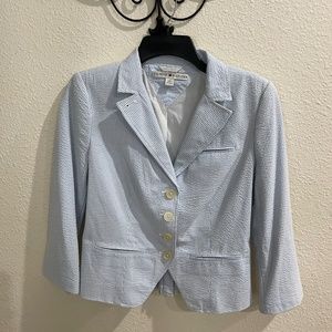 Tommy Hilfiger French Blue and White Seersucker Blazer